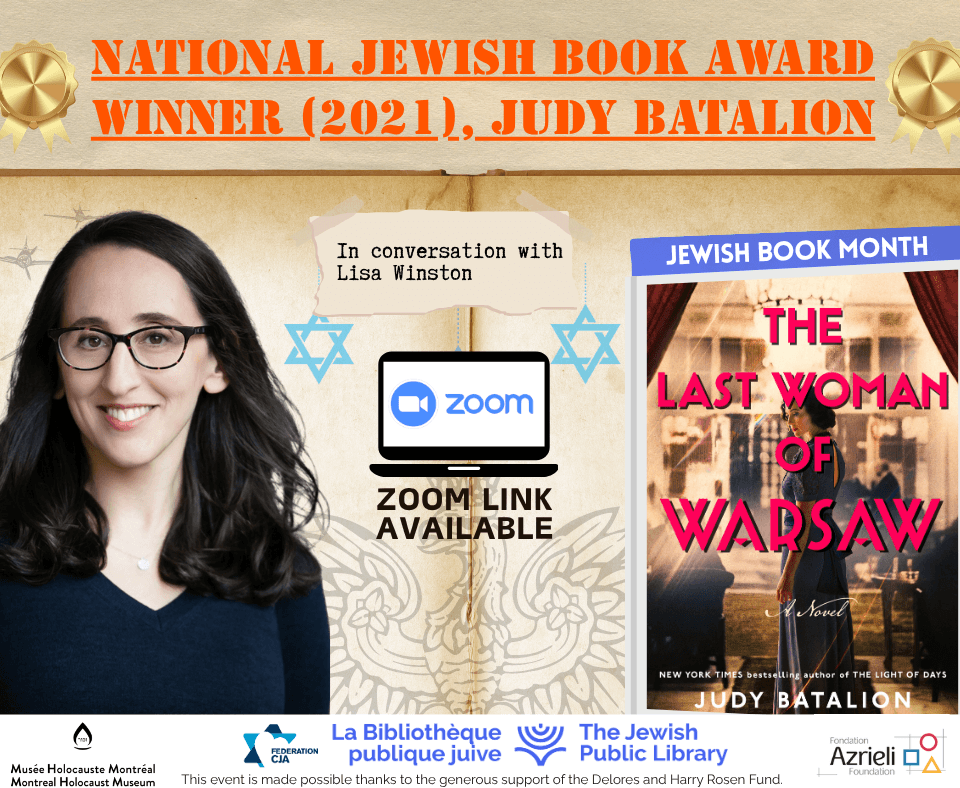 Jewish Book Month with Judy Batalion: The Last Woman of Warsaw