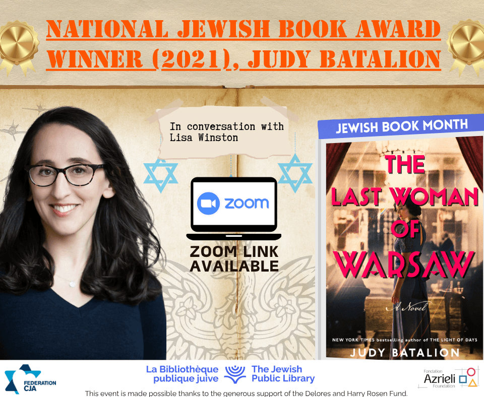 Jewish Book Month with Judy Batalion: The Last Woman of Warsaw