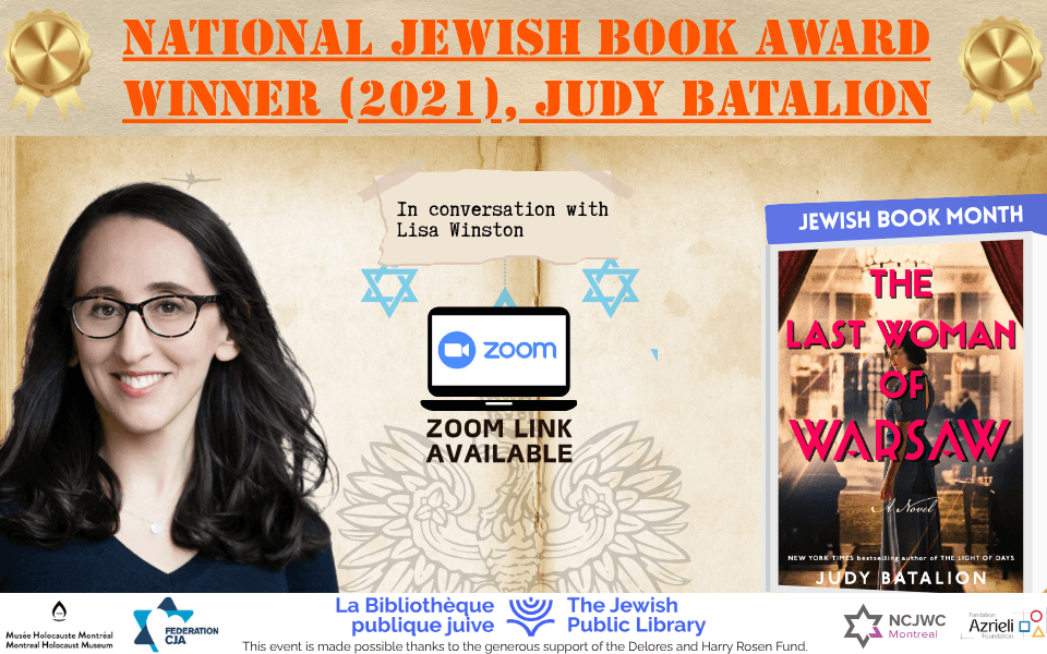 Jewish Book Month with Judy Batalion: The Last Woman of Warsaw